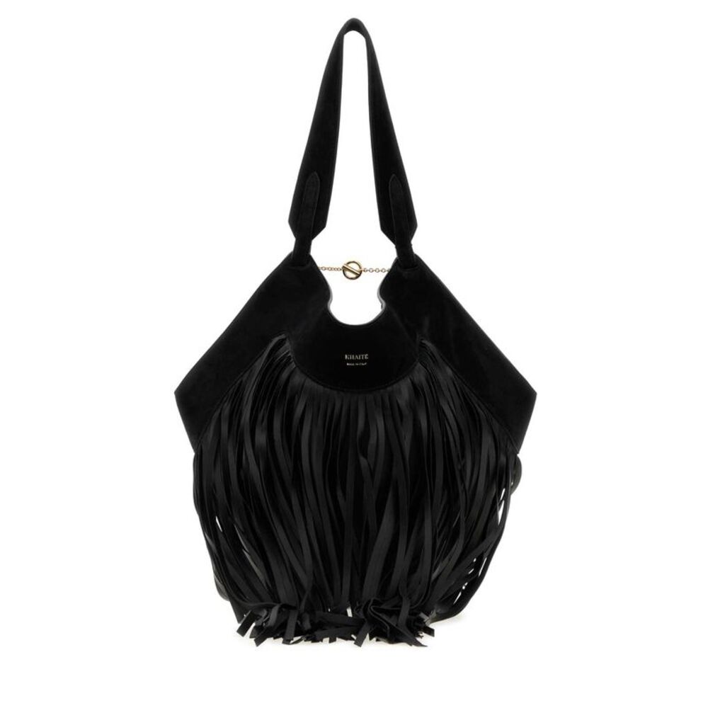 Khaite Women Black Leather Small Lotus Shopping Bag
